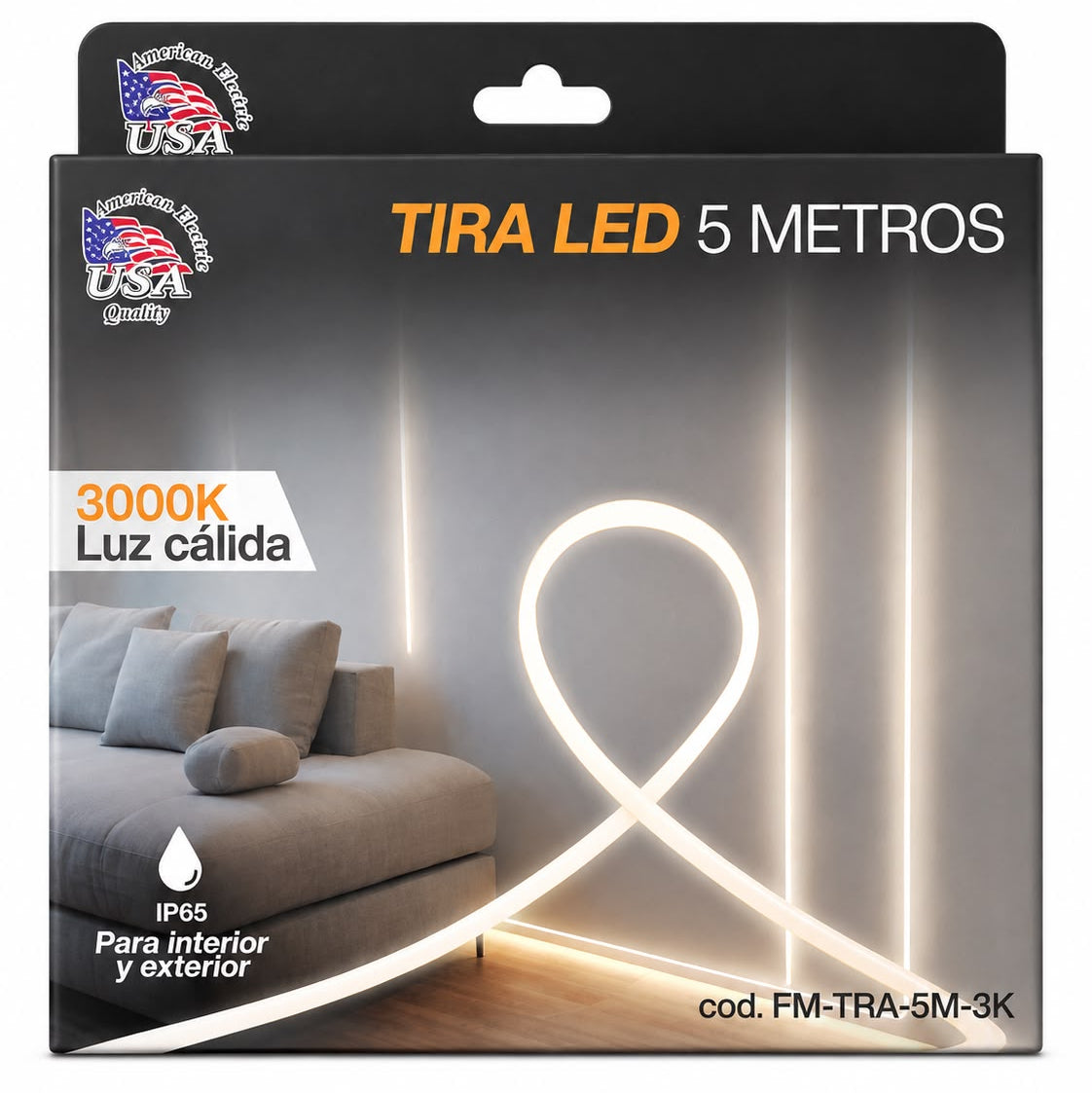 TIRA LED LUZ CALIDA 3000K IP65