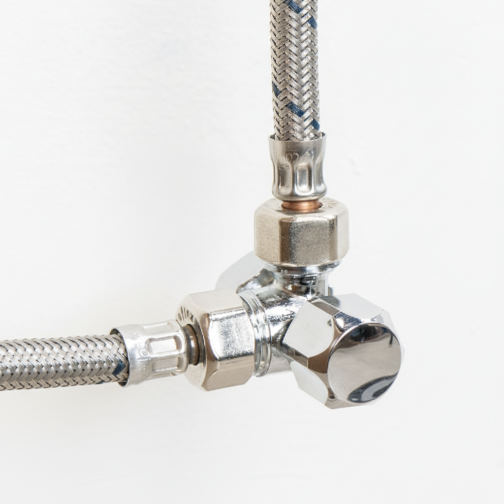 Llave de paso angular con manguera flexible