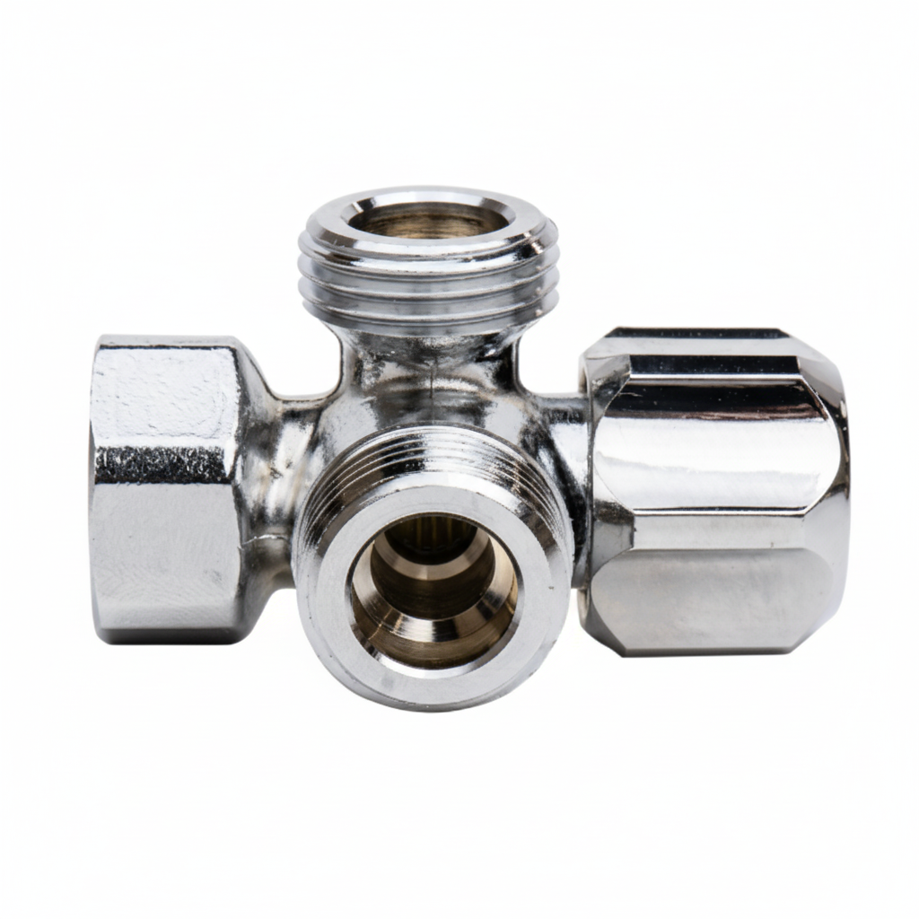 Llave de paso en T cromada