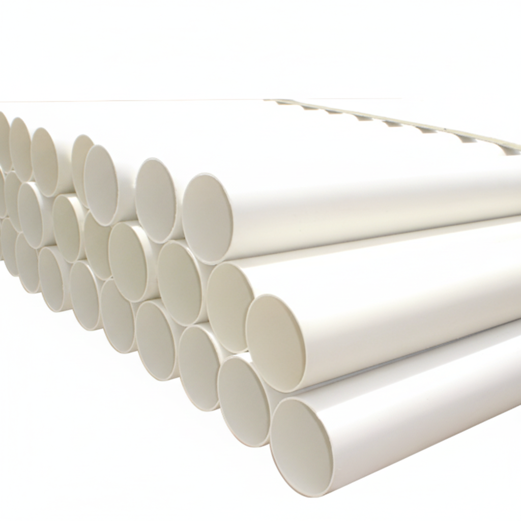 Tubos PVC fondo blanco limpio